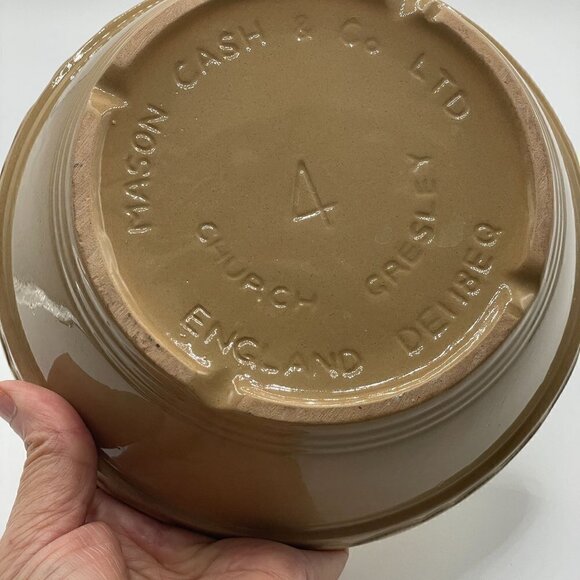 Vintage Mason Cash Yellow Ware Mixing Bowl Baking Dish 7.25” Pottery England #4 - Picture 4 of 5